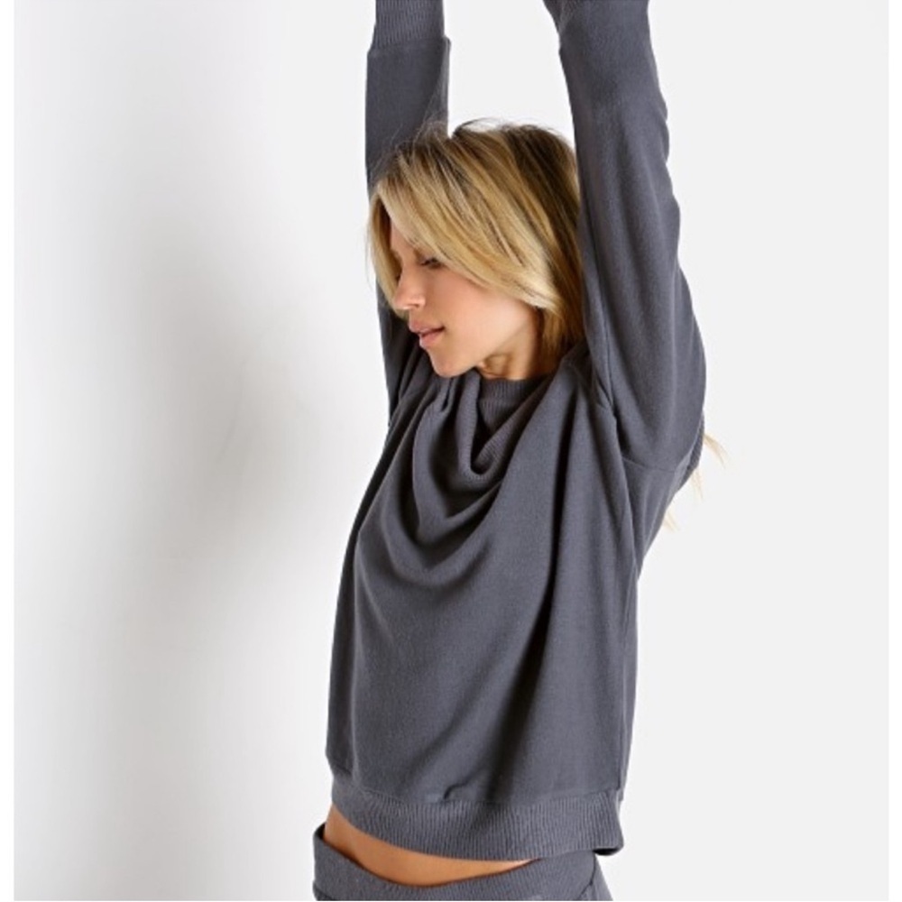 Eberjey - Cozy Time Combo Sweatshirt in Gunmetal Grey - Picture 2 of 8